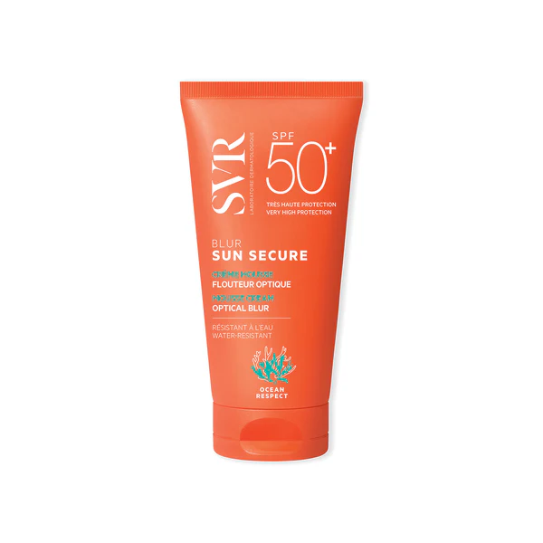 Crème solaire visage invisible SVR Sun Secure Blur SPF50+ effet flouteur.