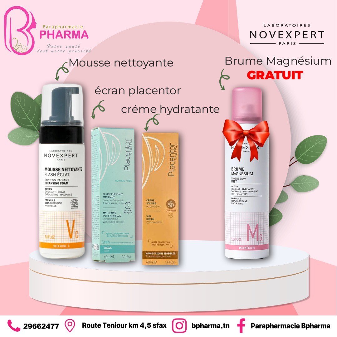 NOVEXPERT + PLACENTOR PACK ECLAIRCISSANT ET HYDRATANT