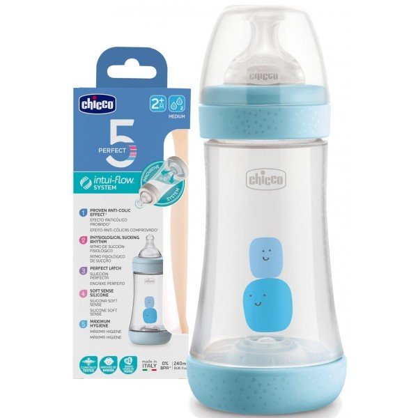 CHICCO BIBERON EN PLASTIQUE PERFECT5 BOY 240ML
