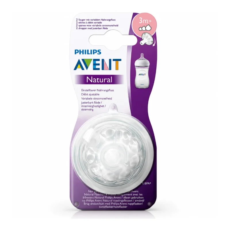 AVENT Tétines Natural Débit Variable 3M+ 2pcs