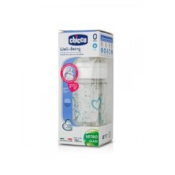 CHICCO BIBERON EN VERRE 150 ML BLEU