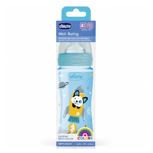 CHICCO Biberon Bleu 4M+ 330 ml