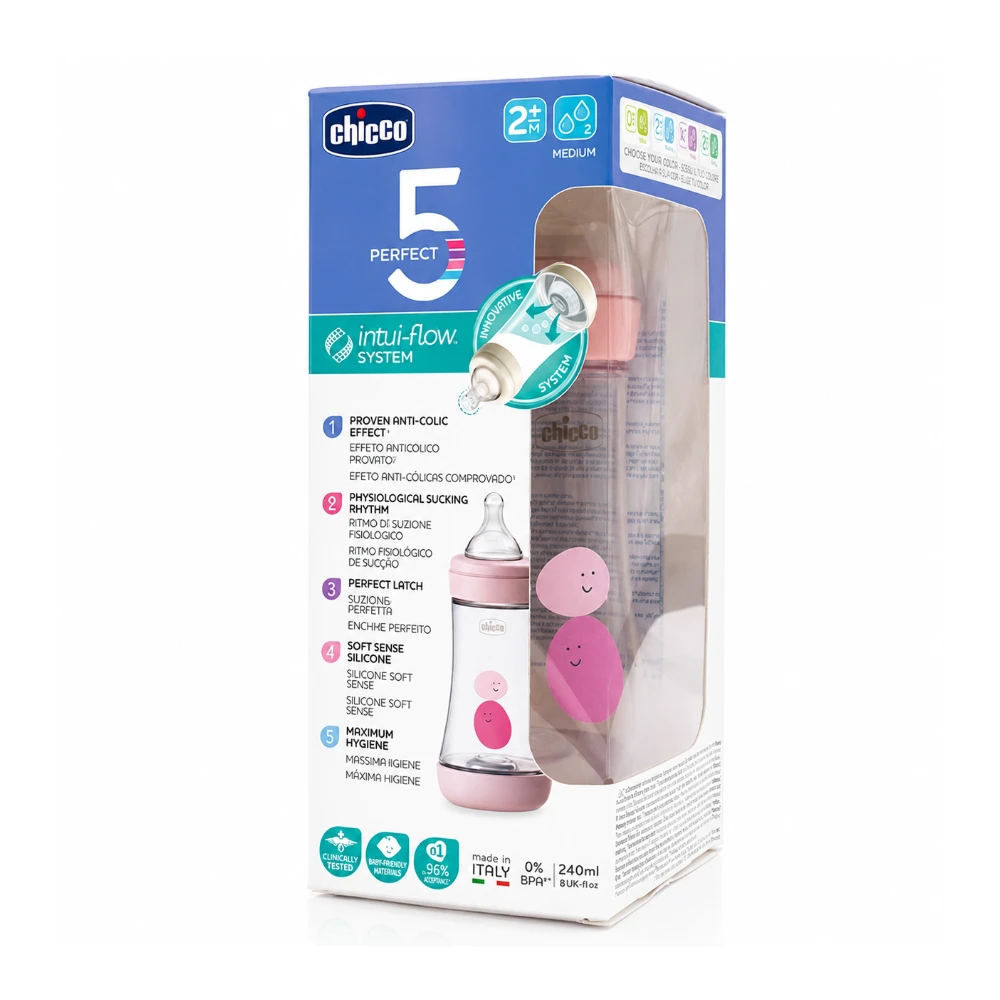 CHICCO Biberon Perfect 5 Rose 240 ml CHICCO Biberon Perfect 5 Rose 240 ml