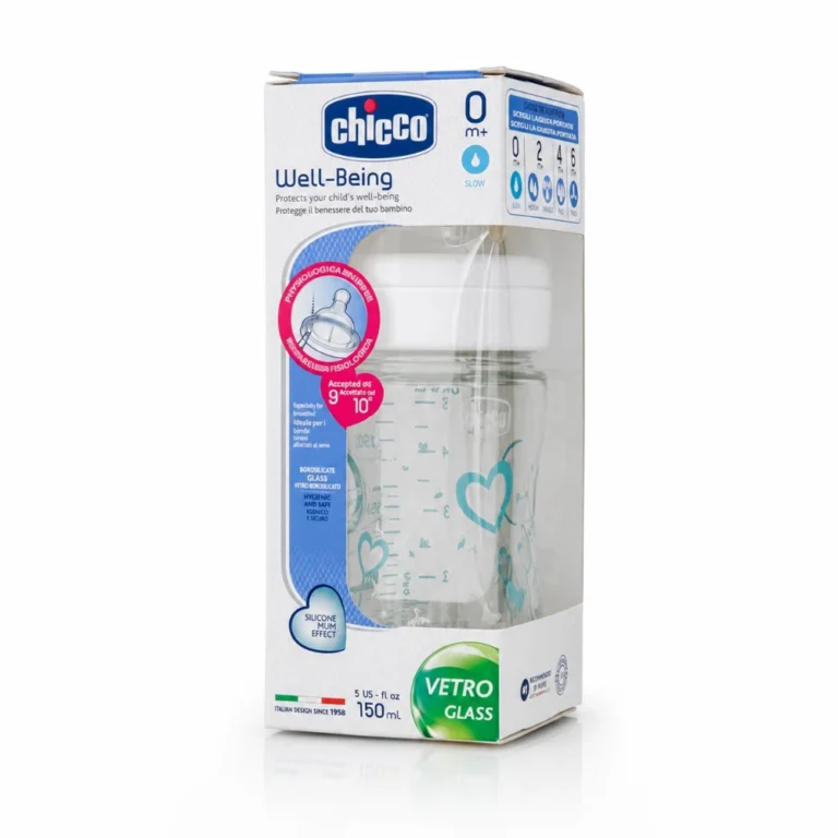 Chicco Biberon Verre Bleu 0M+ 150 ml