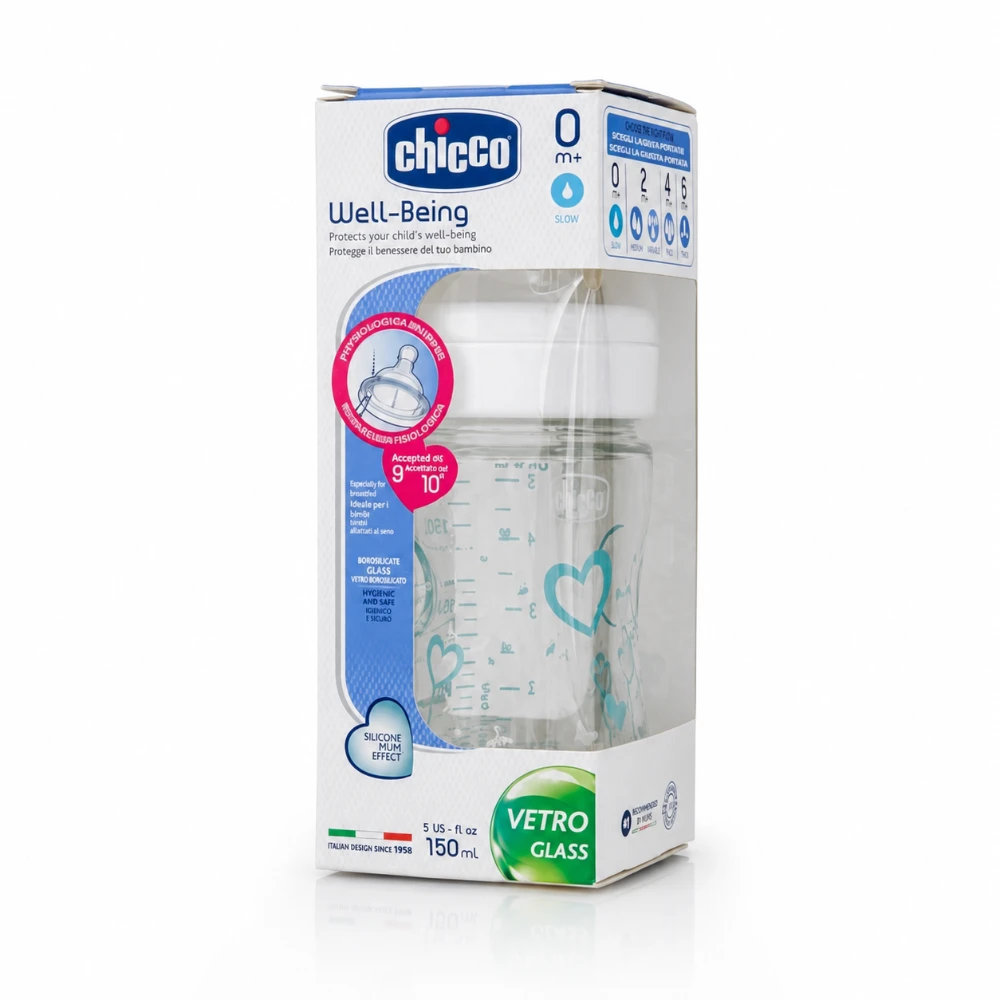 Chicco Biberon Verre Bleu 0M+ 150 ml Chicco Biberon Verre Bleu 0M+ 150 ml