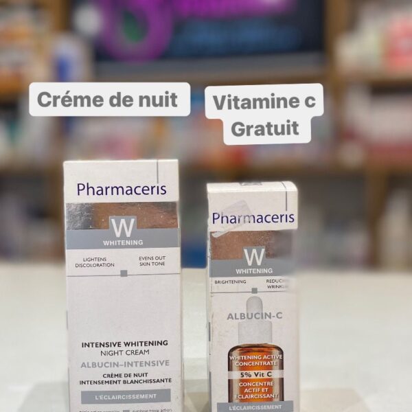 Pharmaceris W Albucin intensive crème de nuit 30 ML +WHITENING ANTIOX 15 %VITAMIN C 30 ML GRATUIT