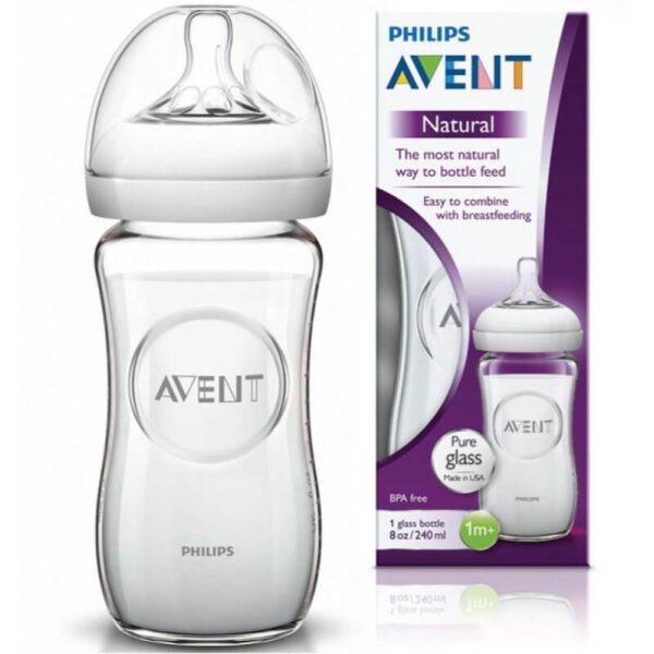 AVENT BIBERON NATURAL EN VERRE 1M+ SCF053/17 240ML