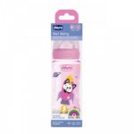 CHICCO BIBERON EN PLASTIQUE 330 ML 4 MOIS + ROSE