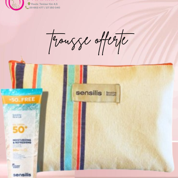 SENSILIS TROUSSE FOUTA+GEL CREME HYDRATANT RAFRAICHISSANT SPF50+ 250ML