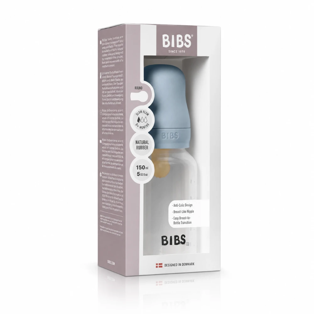 BIBS Biberon Latex Slow Flow Baby Blue 0M+ 150ML BIBS Biberon Latex Slow Flow Baby Blue 0M+ 150ML