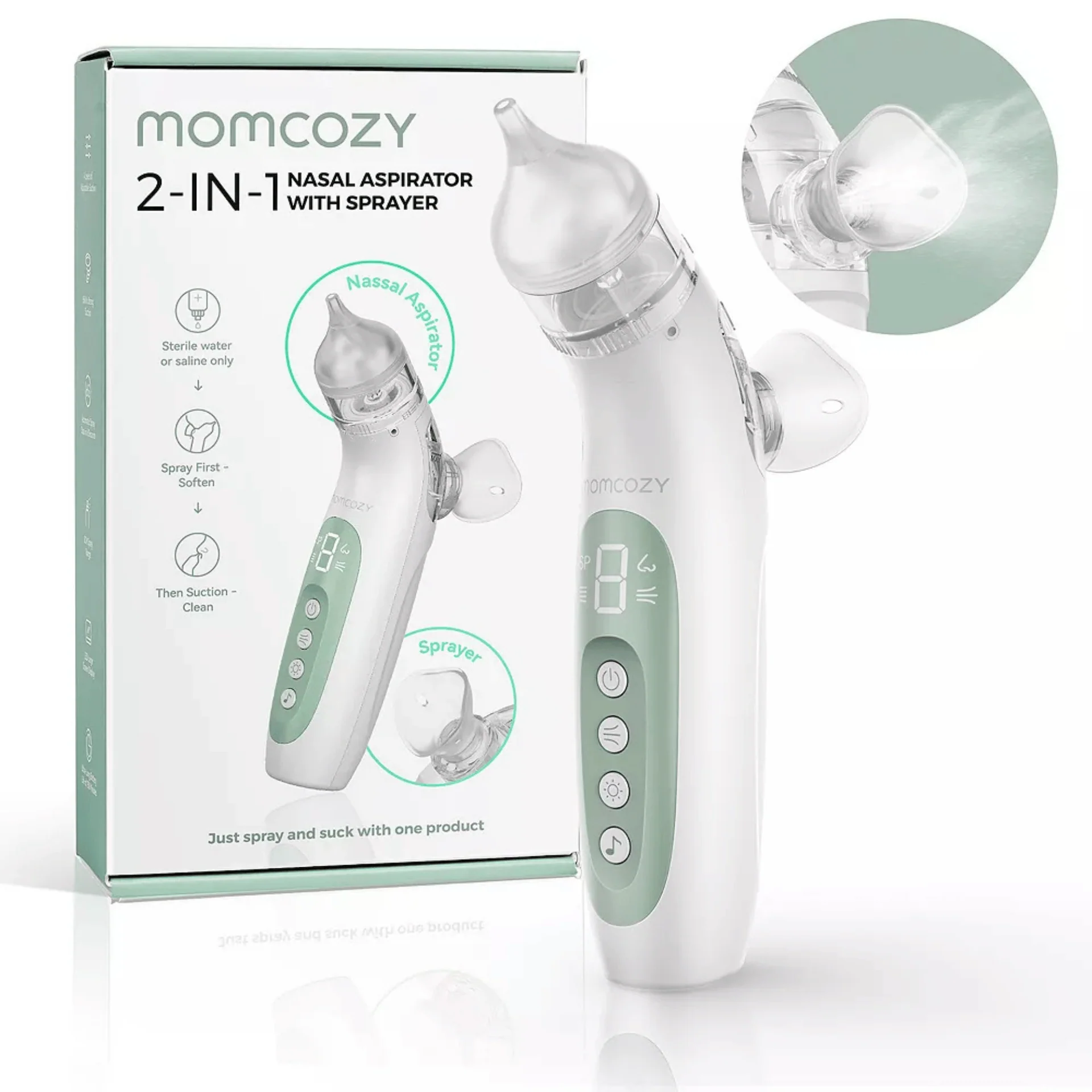 ASPIRATEUR NASAL BÉBÉ 2-EN-1 MOMCOZY AVEC SPRAY