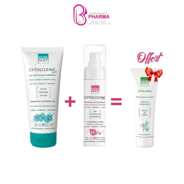 Pack CYTOL Clean : Gel + Mousse Nettoyante + Crème Offerte