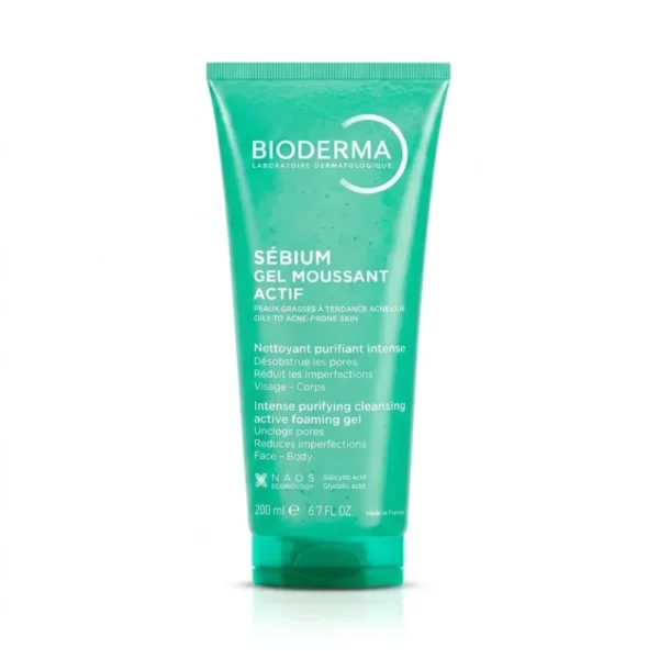 BIODERMA SEBIUM GEL MOUSSANT ACTIF PEAUX GRASSES À TENDANCE ACNÉIQUE 200ML