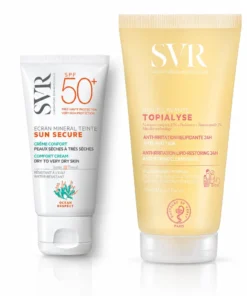 Pack-SVR-sun-secure-ecran-mineral-teinte-peaux-seches-a-tres-seches-spf50-50ml+HuileLavant_Bpharma tunisie